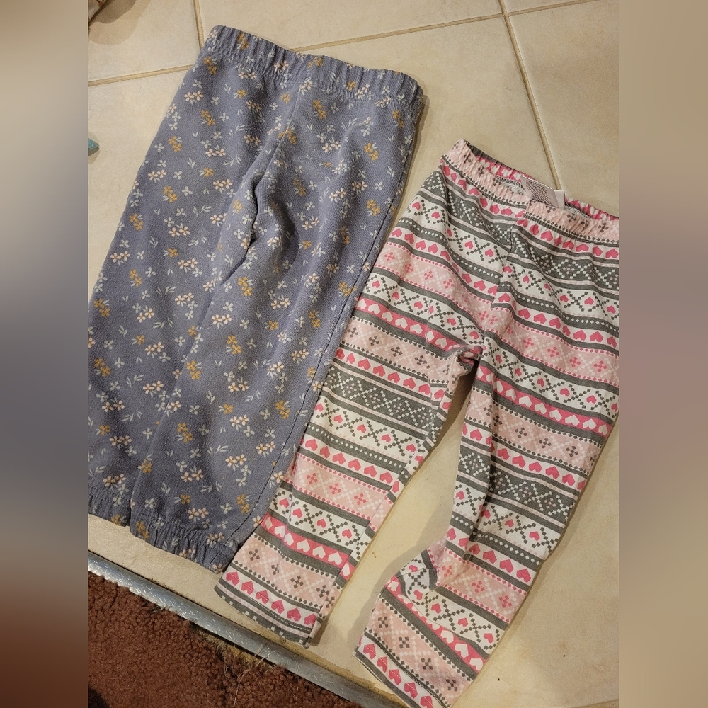 Girls Cozy Pajama Bottoms Set - Pink & Gray